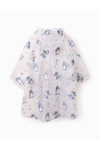 Ziddy Waterproof Hooded Poncho for Girls 'Stitch', Transparent