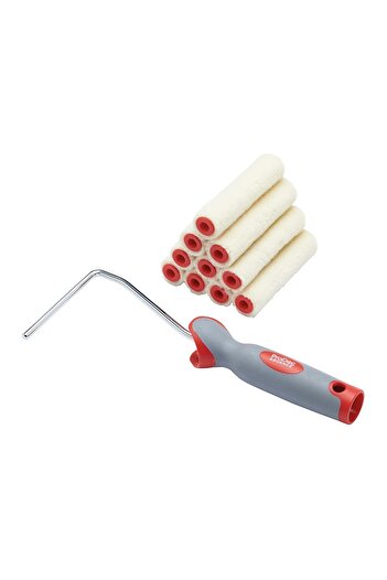 ProDec Set of 10 Mini Synthetic Mohair Rollers – 100 mm, for Glossy Paints and Lacquers – Lint-Free, Profe