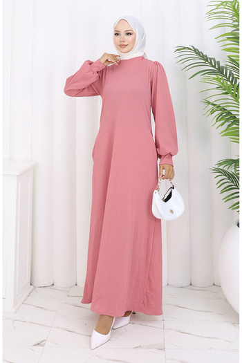 sefamerve Pleated Dress 0159-01 Dusty Rose