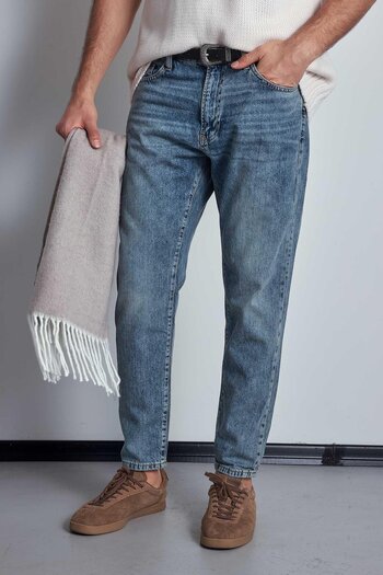 ablukaonline Erkek Boyfriend Fit Yıkamalı Jean Pantolon Mavi