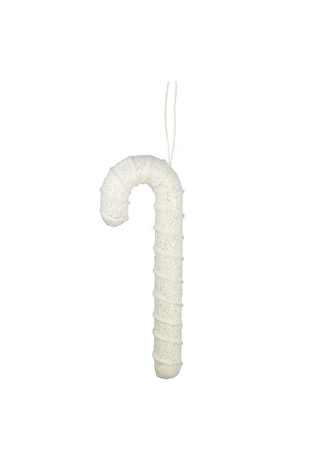 Dekorsende Christmas Ornament Glittery Candy Cane White 25 cm