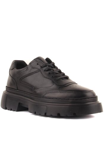 SailLakers - Black Leather High Sole Men's Casual Shoes 101-8094-H1308