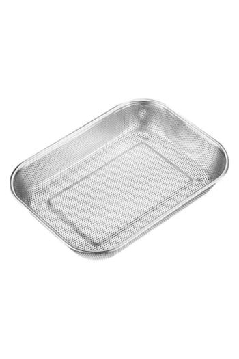 OEM Stainless Steel Perforated Tray, Ideal for Draining, Cooling Foods, Drying Fruits, 30x22 cm, Silver