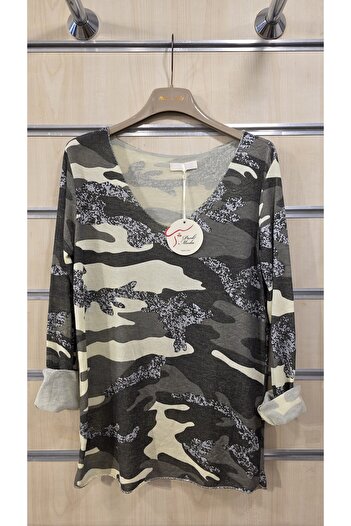 Park Moda Blouse Glitter New Camouflage Pattern