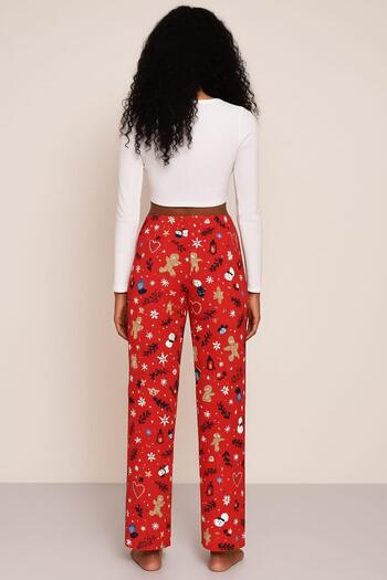 Pemilo Women's Patterned Suede Single Bottom Red