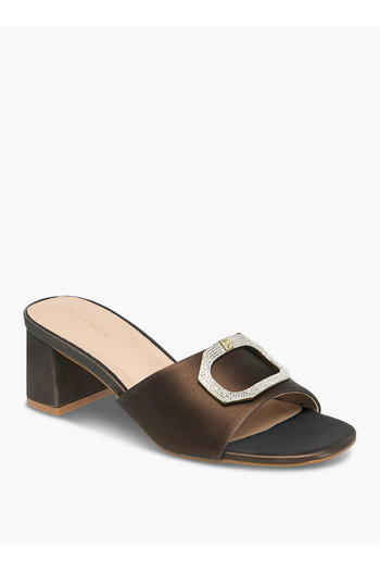 Flora Bella by Shoexpress Embellished Slip-On Sandals with Block Heels