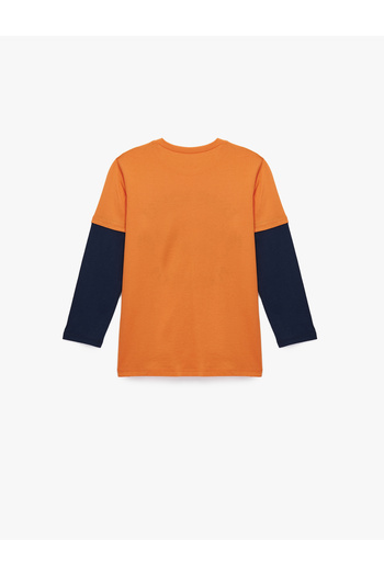 Koton Long Sleeve Cotton Crew Neck Printed T-Shirt