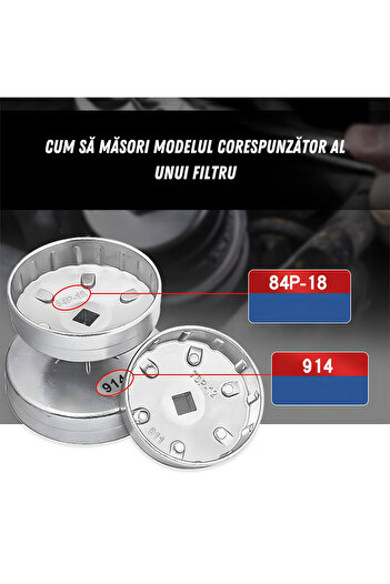 MaxTech Trusa cu 14 buc. chei auto din aluminiu pentru indepartare / scoatere filtru de ulei de tip cupa