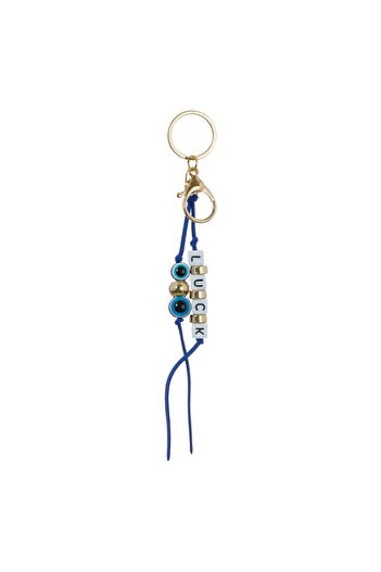 OEM Keychain Siret Bleu Eyes Golden Beads Cubes "LUCK" 21cm