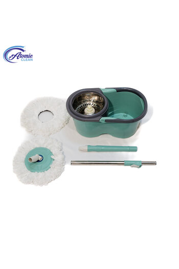 NO BRAND Spin Mop and Bucket Set, Stainless Steel, Adjustable Rod, MS-004