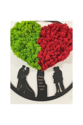 ALVAL Decorative Frame with Stabilized Moss in Heart Shape