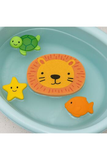 OEM Orange Lion Pattern Plastic Bath Sponge for Children 14.5x3x11cm