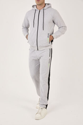 3MODA Men's Gray Straight-Leg Zippered Tracksuit Set