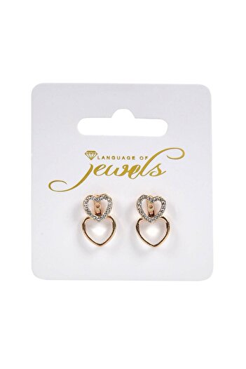 OEM Gold Color Heart Strass Earrings for Women 1.5cm