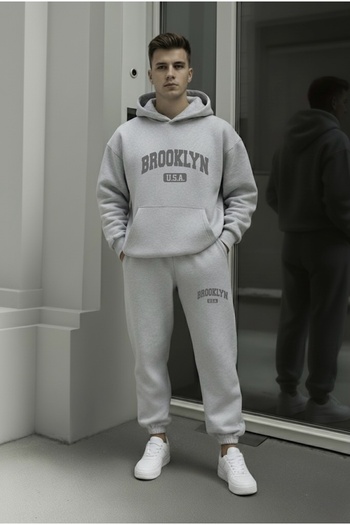 FUFLUNS Brooklyn Printed Unisex Women/Men Hooded Oversize Bottom/Upper Tracksuit Set