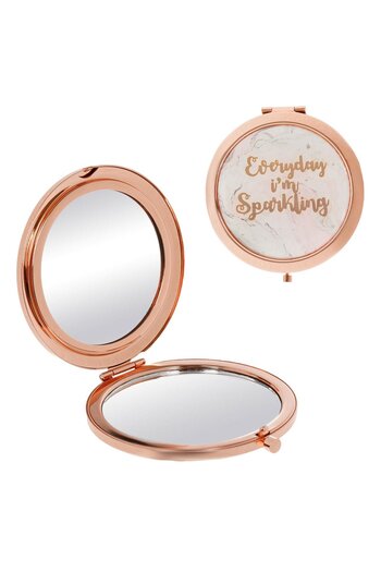 OEM Rose Gold Double Round Pocket Mirror "Everyday I'm Sparkling" 7cm