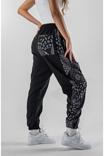 Superbluemexico Women's Patterned Jacquard Elasticated Jogger Pants