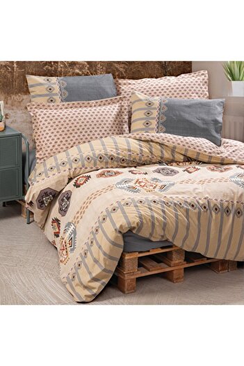 Cotton Box Single bed linen, 100% cotton ranforce, Cotton Box, Dakota grey geometric
