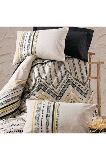Cotton Box Bed linen 1 person, 100% cotton ranforce, Cotton Box, Elvira Black with ethnic motifs