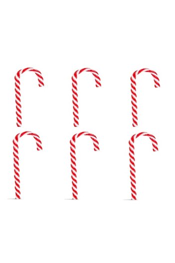 Family Christmas Christmas tree decoration - set of 6 red and white sticks 15.2 x 4.5 x 0.8 cm