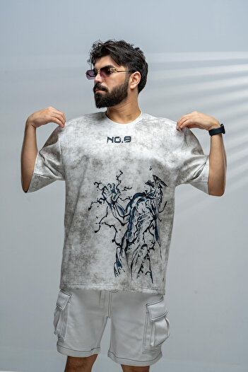 saneafn White T-shirt with Monster 8 character design