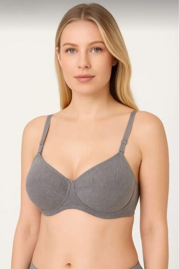enmodaiçgiyim 4 Pieces of Gray Cotton Unwired Non-Padded Soft Sponge Bras