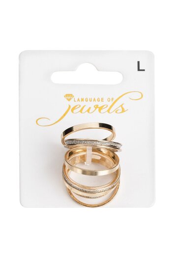 OEM Gold Color Wedding Rings with Rhinestones for Women - 7pcs