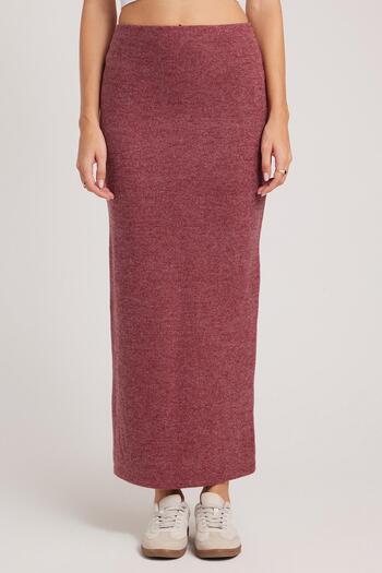 Tudors Women's Slim Fit Slim-Fit Slit Burgundy Skirt