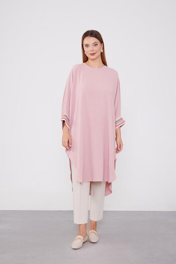 Levidor Pink Airobintunic with Embroidered Sleeves