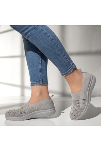 BMoD Women's gray sport espadrilles with applied rhinestones MOD13178