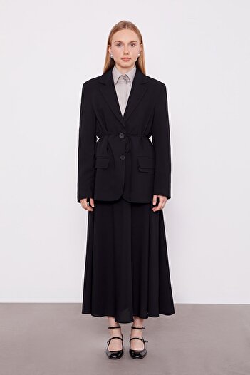 Levidor Black Belted Lace-Up Skirt Set