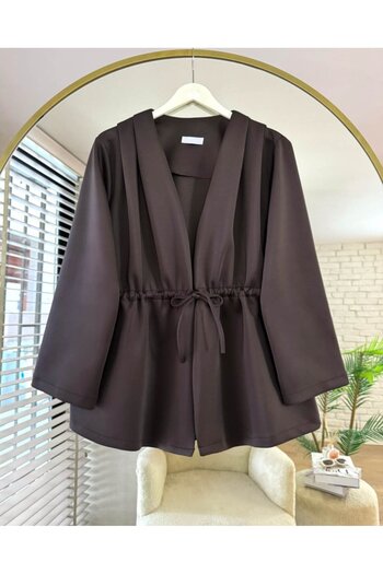 ensade Pile Detailed Waist Drawstring Scuba Jacket