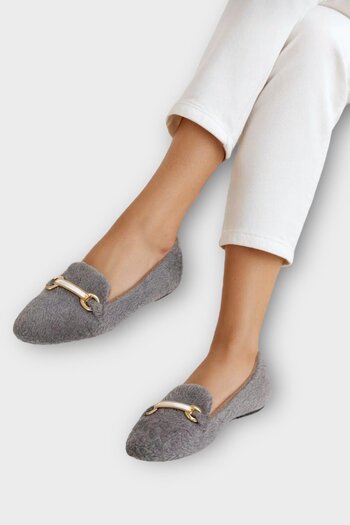 Liger Soft Plush Non-Slip Lightweight Sole Women's Home Slippers Gray
