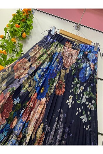 edu collection Patterned Chiffon Bohemian A-Line Skirt with Lining