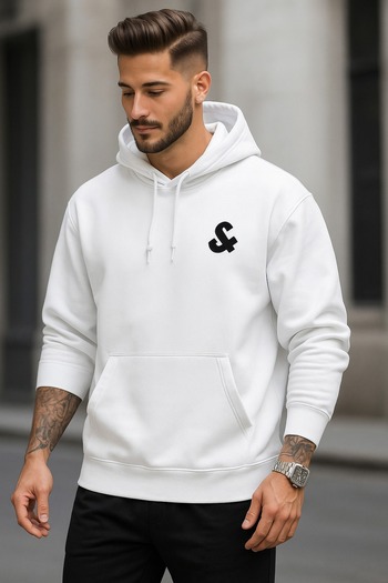 Jack & Jones Men's Hooded Collar White Sweatshirt 12261184_Jcoand Sweat Hood Exc