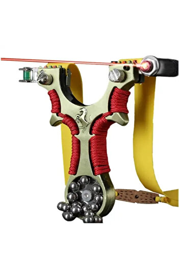 Depox Laser slingshot set, bullet and 110 metal balls 8 mm, DEPOX®, 12 cm, Metal