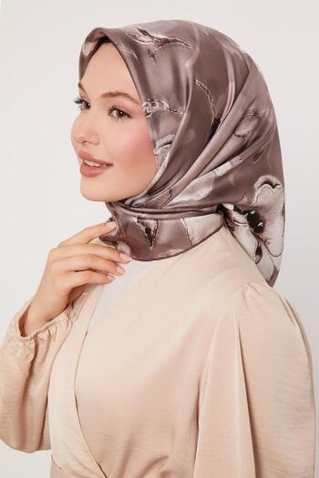 Levidor Mink Lotus Flower Twill Silk Scarf