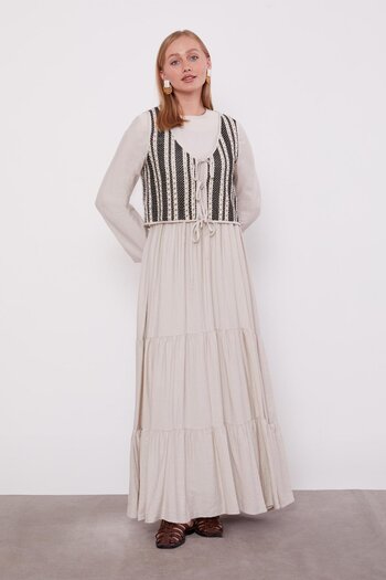 Levidor Stone Lace Detail Vest Dress