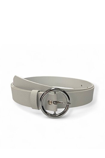 Gesa Women's Ring Silver Buckle Basic Belt