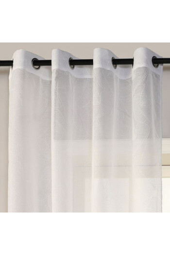 OEM Decorative Curtain with Rings, 140 x 260 cm, Embossed Leaves