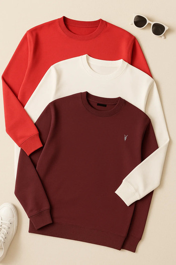 COMBİNE MİCHAİL Men's Long Sleeve Crew Neck 3-Piece Sweatshirt
