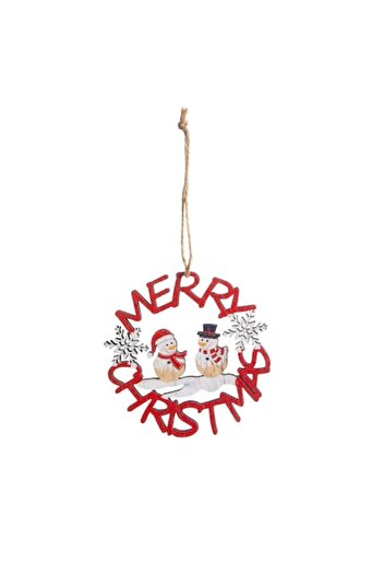 Family Christmas Christmas decoration - MERRY CHRISTMAS door hanger 10cm red