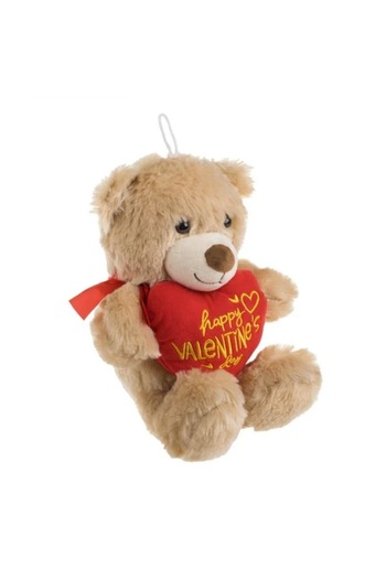 OEM Beige Plush Teddy Bear with Red Heart 'Happy Valentine's Day' 24cm