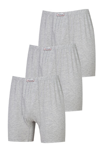 Öts Men's Gray 3-Piece Cotton Combed Argentina Long Boxer Shorts (100% Cotton)