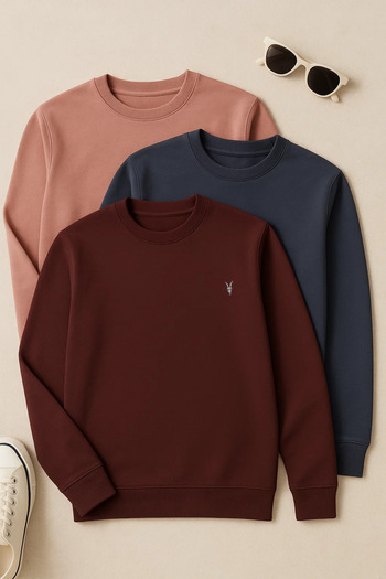 COMBİNE MİCHAİL Men's Long Sleeve Crew Neck 3-Piece Sweatshirt