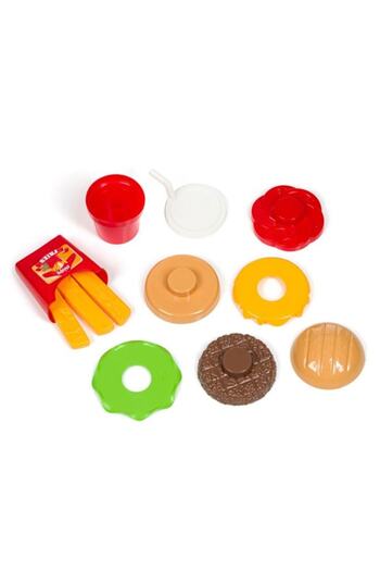 OEM Set de joaca fast-food, cu piese detasabile, cu burger, suc si cartofi prajiti, 3 bucati