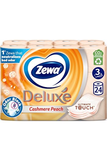 Zewa Deluxe Cashmere Peach Toilet Paper, 3-Ply, 24 Rolls