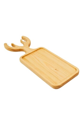 OEM Deer Antler Wooden Serving Tray, Pinewood, Color