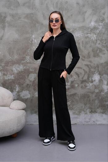 Elaxi Modal fabric slim fit hooded two-piece set