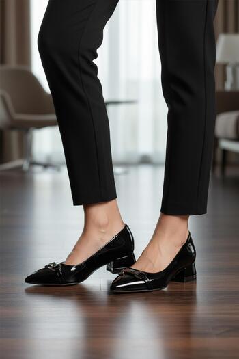 Pierre Cardin Pc-55197 Z Black Patent Leather Women's Classic Heeled Shoes
